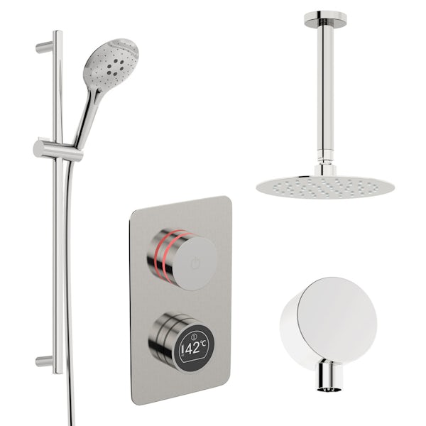 Mode Touch digital thermostatic shower set with round ceiling arm and slider kit