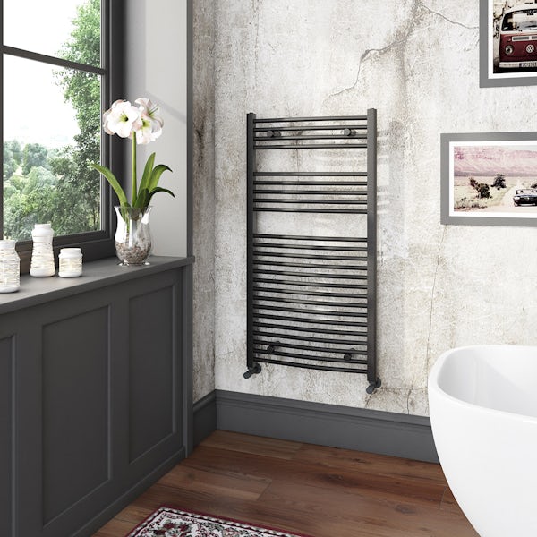 The Heating Co. Nassau anthracite grey curved heated towel rail