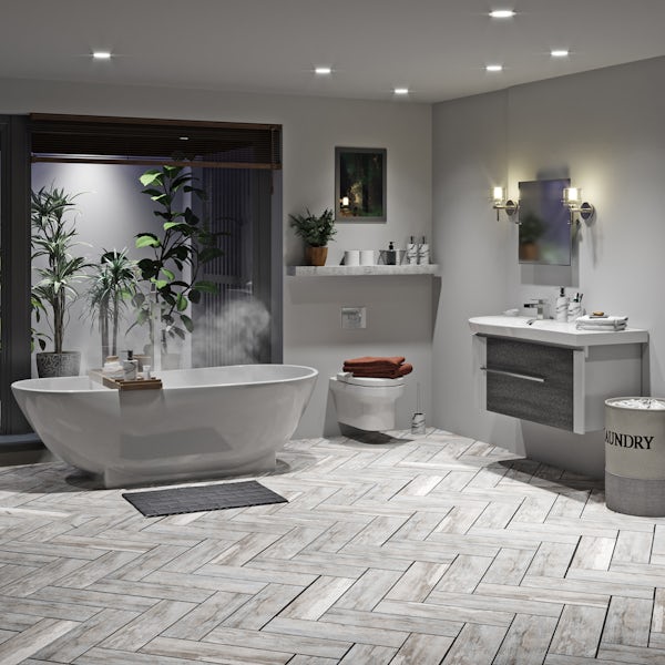 Mode Burton ice stone freestanding bath suite 1800 x 800