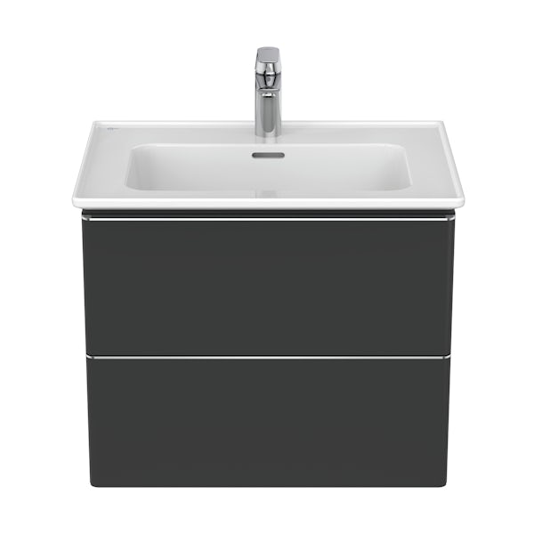 Ideal Standard Strada II anthracite grey wall hung vanity unit and basin 640mm