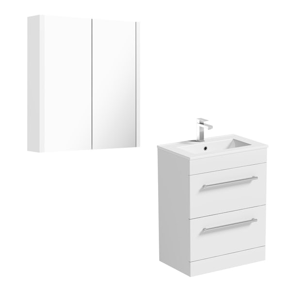 Orchard Derwent white floor drawer unit 600mm and mirror