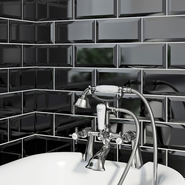 British Ceramic Tile Metro bevel black gloss tile 100mm x 200mm