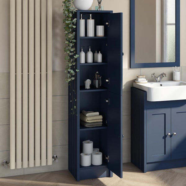 Orchard Dulwich navy furniture package with Eton floorstanding vanity unit 600mm