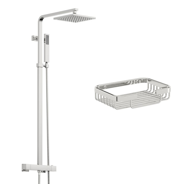 Orchard Wye thermostatic shower system with shower caddy