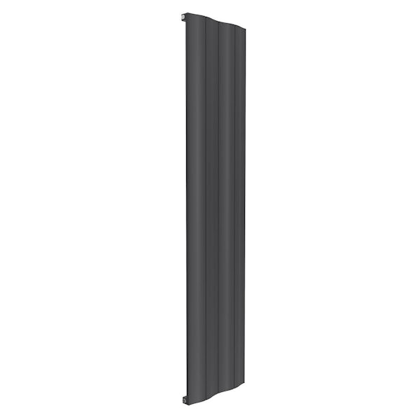 Reina Wave anthracite single vertical aluminium designer radiator