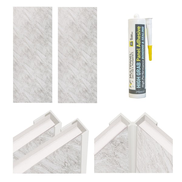 Multipanel Economy Roman Marble shower wall panel installation set for enclosures up to 1000 x 1000