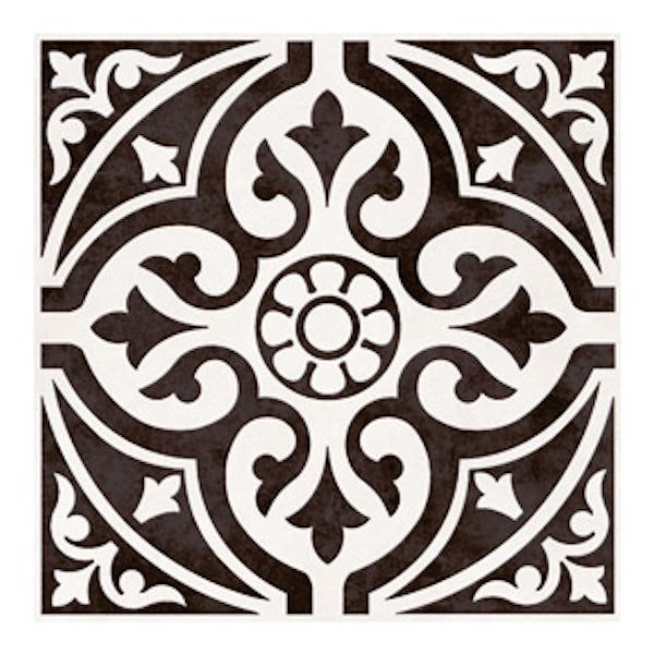 British Ceramic Tile Victoriana feature black matt tile 331mm x 331mm