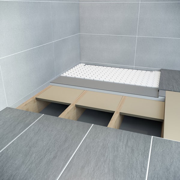 Mode single fall left handed wet room shower tray former and installation kit