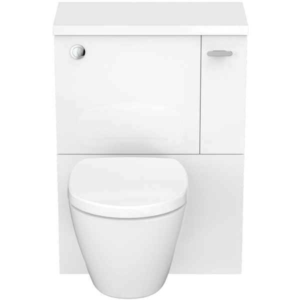 Ideal Standard Concept Space white unit with wall hung toilet and soft close toilet seat