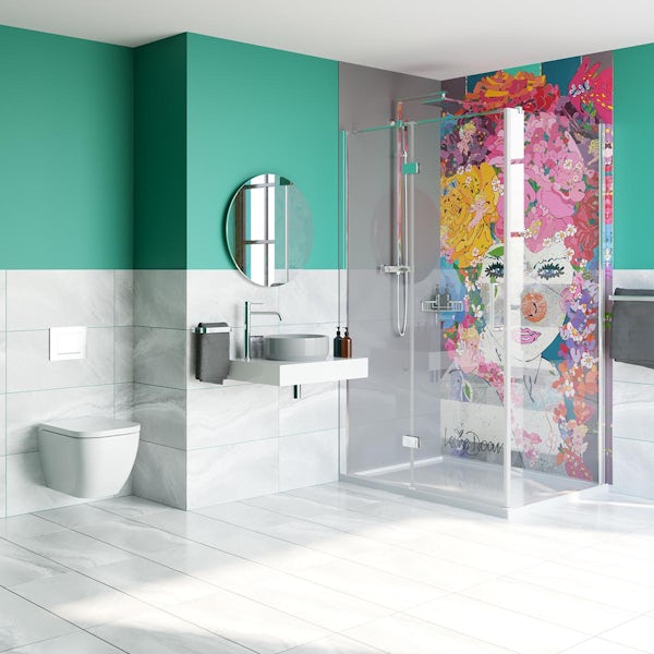 Louise Dear The Serenade Grey bathroom suite with rectangular shower enclosure