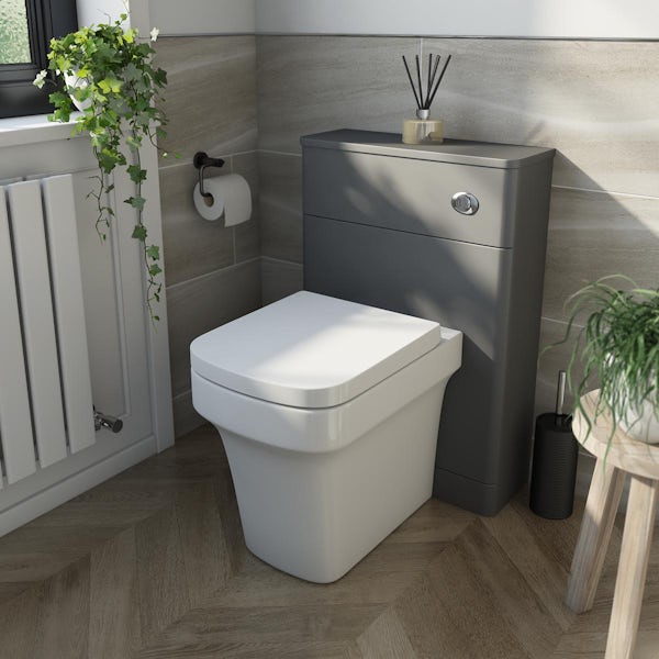 Mode Lois graphite back to wall toilet unit and Carter toilet with soft close seat