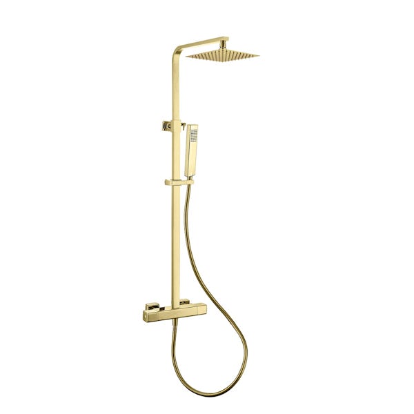 Mode brushed brass cool-touch thermostatic shower mixer