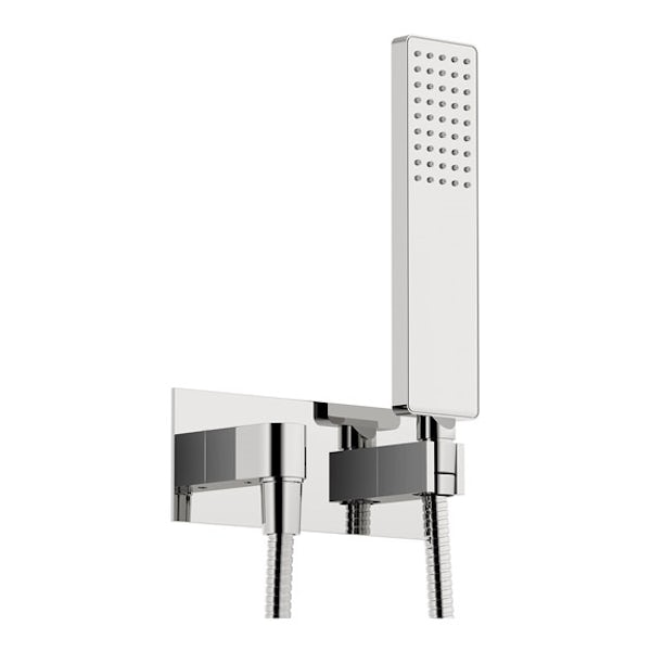 Spa Complete Square Thermostatic Triple Shower Valve with Diverter and Wall Shower Set