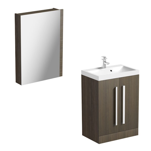 Orchard Wye walnut vanity unit and mirror offer 600mm