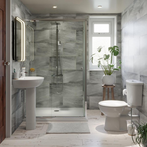 Clarity bathroom suite with rectangular shower enclosure and tray 1000 x 800