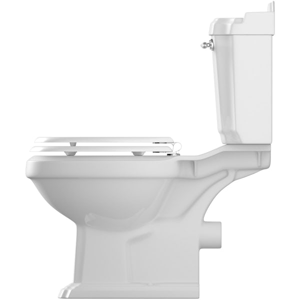 The Bath Co. Winchester close coupled toilet with painted wood seat white