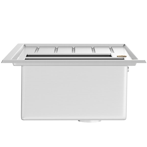 Tuscan Arezzo brushed steel 1.5 bowl left handed kitchen sink