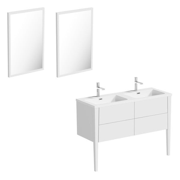 Mode Hale white gloss double basin vanity unit 1200mm with mirrors