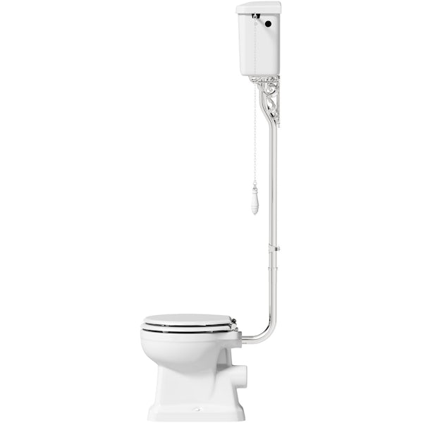The Bath Co. Camberley high level toilet with wooden soft close seat white