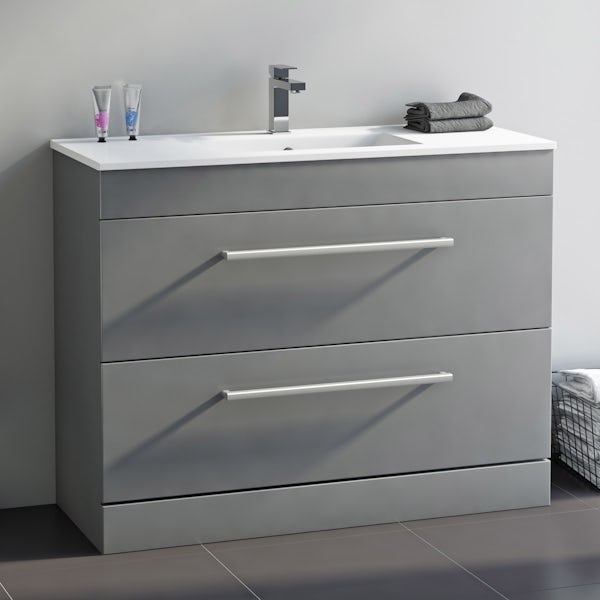 Orchard Derwent stone grey vanity drawer unit and basin 1000mm