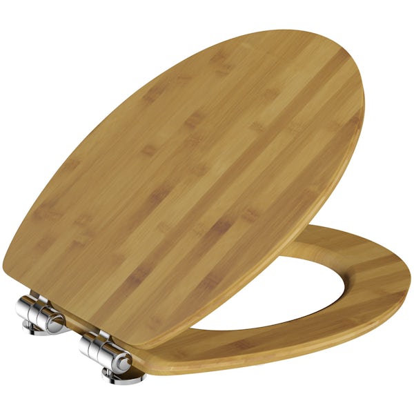 Accents bamboo toilet seat with top fixing soft close quick release hinge
