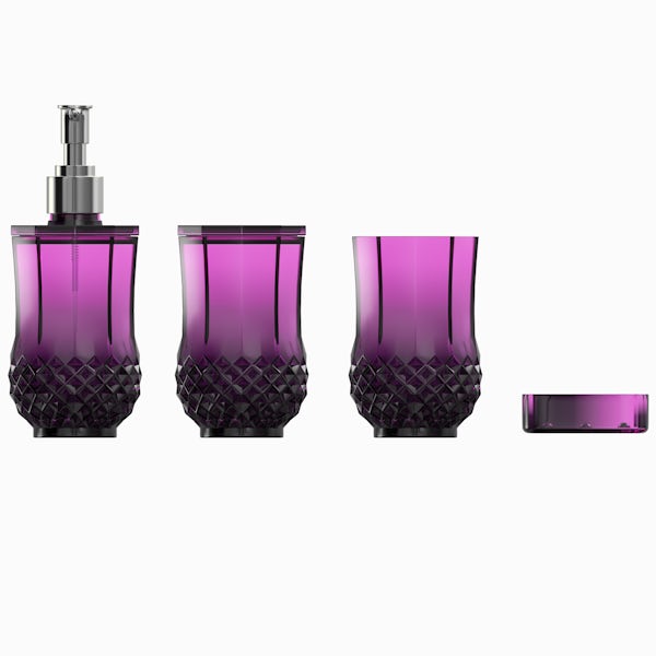 Accents Cristallo purple 4pc bathroom accessory set