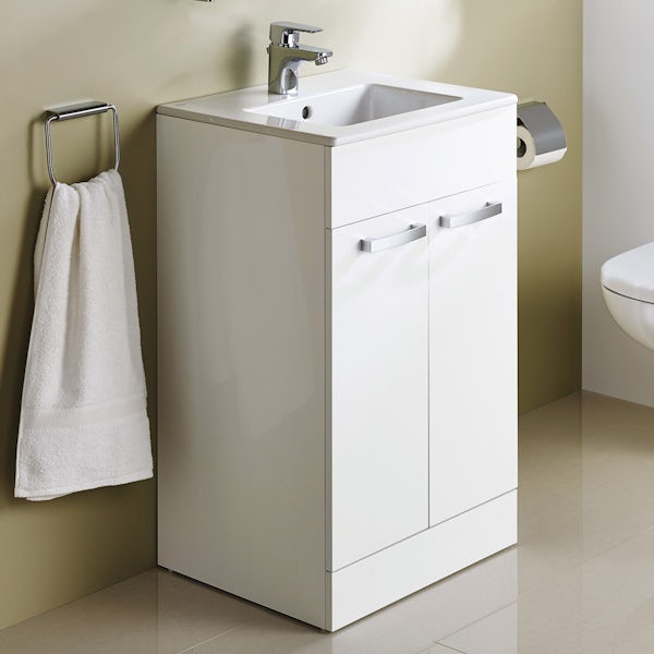 Ideal Standard Tempo gloss white vanity door unit and basin 600mm
