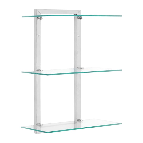 Accents Wall Mounted 3 Tier 46cm Glass, Wall Mounted Glass Shelves