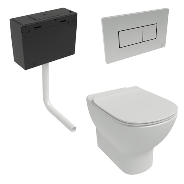 Ideal Standard Tesi back to wall toilet with Aquablade, soft close seat, concealed cistern and flush plate