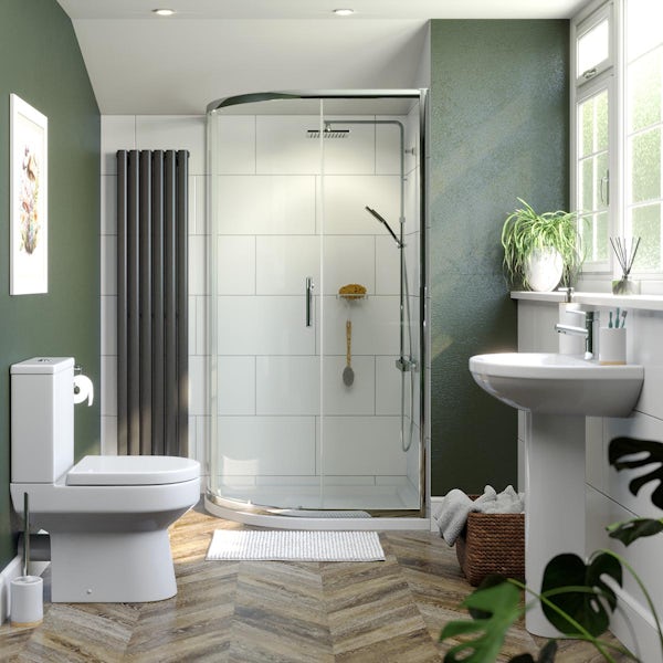 Orchard Wharfe ensuite suite with left handed offset quadrant enclosure and tray 900 x 760