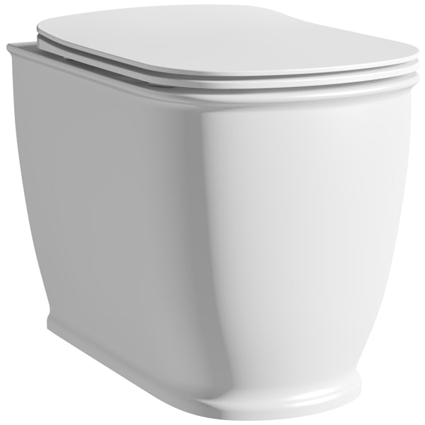 The Bath Co. Beaumont back to wall toilet with soft close seat, concealed cistern and push plate