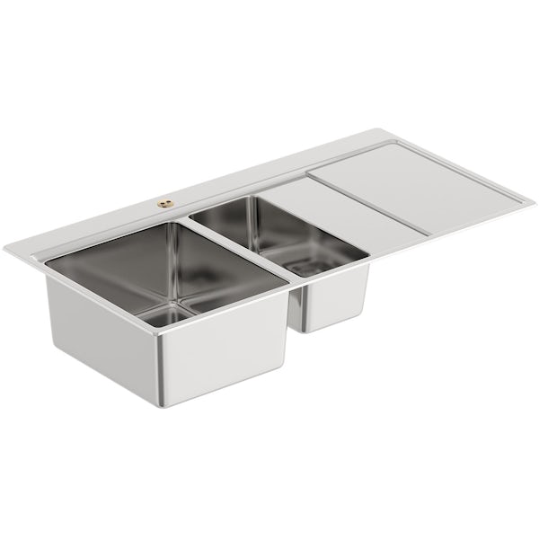 Bristan Ingot stainless steel easyfit kitchen sink 1.5 bowl with right drainer