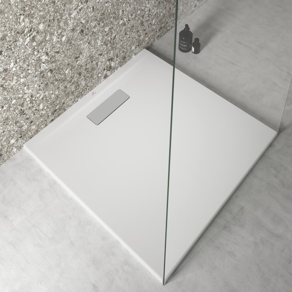 Ideal Standard Ultraflat 800 x 800cm white square shower tray with waste
