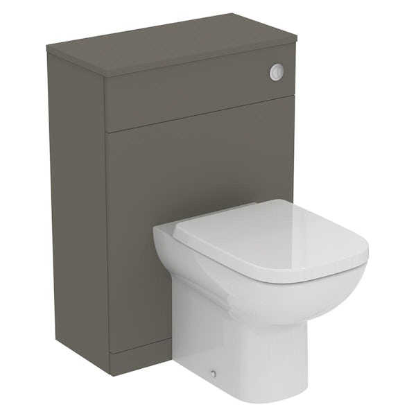Ideal Standard i.life A quartz grey matt back to wall unit with rimless back to wall toilet and concealed cistern