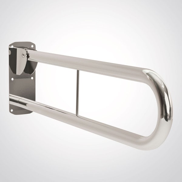 Dolphin commercial Doc M compliant mirror polished stainless steel hinged rail with friction mechanism