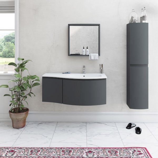 Mode Harrison slate gloss grey right handed wall hung vanity unit and basin 1000mm