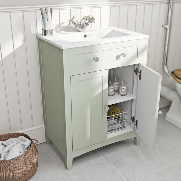 Camberley sage vanity unit with basin 600mm