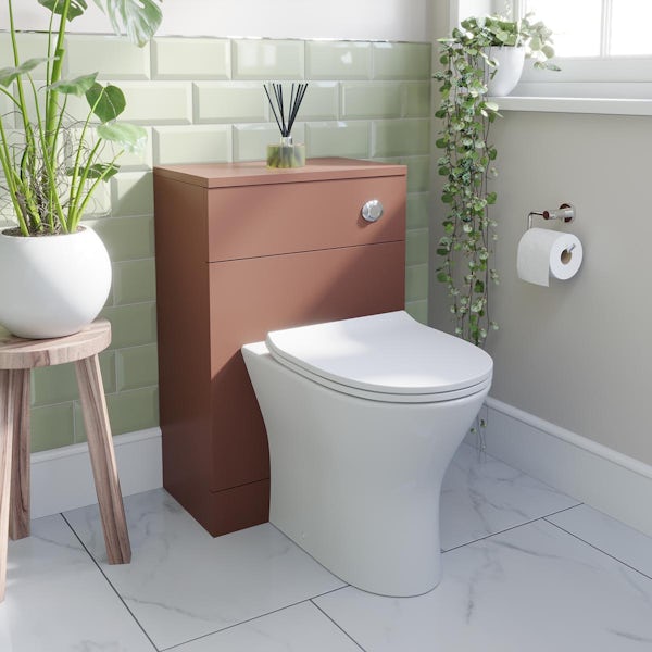 Orchard Lea tuscan red slimline back to wall toilet unit 500mm