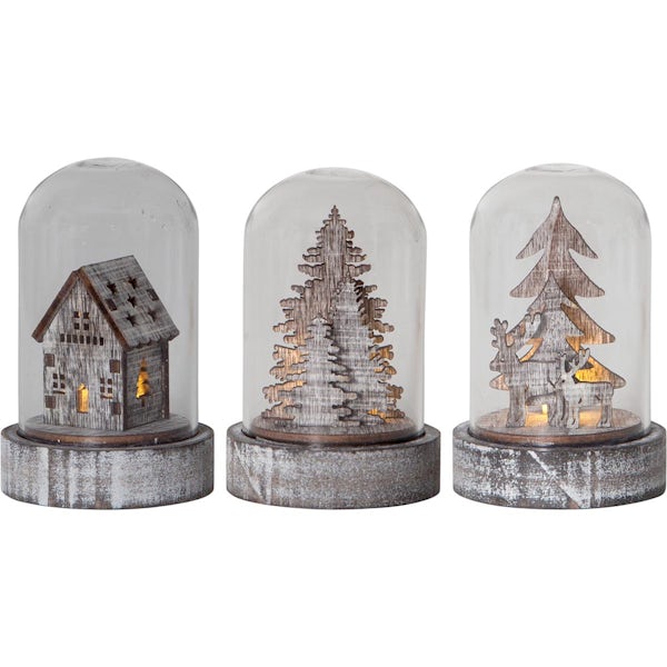 Eglo Christmas LED rustic wooden trio decoration