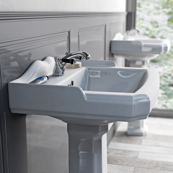 The Bath Co. Winchester basin mixer tap with black lever handle