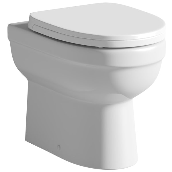 Orchard Wye essen black back to wall toilet unit with contemporary toilet and seat