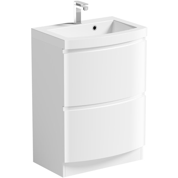 Mode Harrison white floorstanding vanity drawer unit and basin 600mm