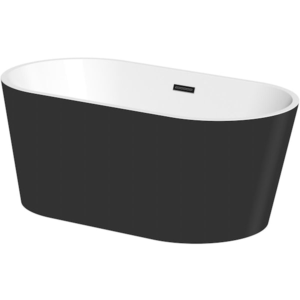 Mode Tate double ended freestanding bath black 1500 x 750