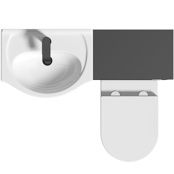 Orchard Lea soft black furniture combination with black handle and Contemporary back to wall toilet with seat