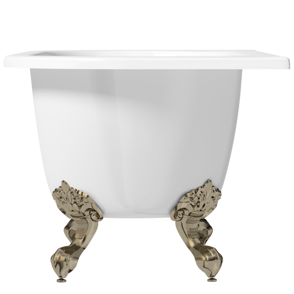 The Bath Co. Dalston back to wall freestanding bath with antique bronze ball and claw feet