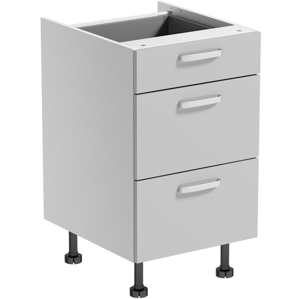 Schon Boston light grey slab 3 drawer unit