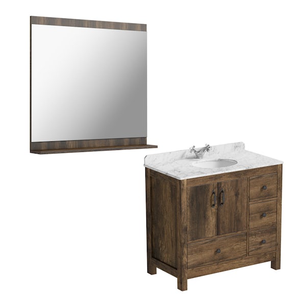 The Bath Co. Dalston vanity unit and white marble basin 900mm with mirror