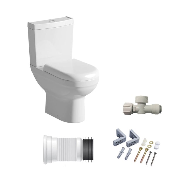 Como close coupled toilet with soft close toilet seat and fittings pack