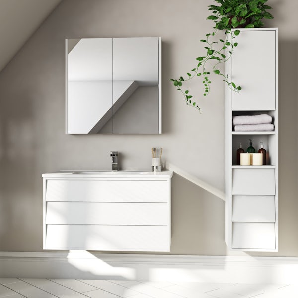 Mode Cooper white furniture package with vanity unit 800mm