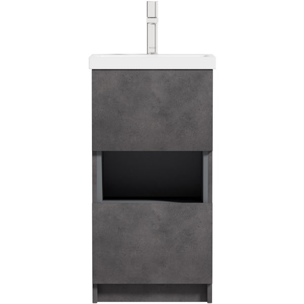 Mode Tate II riven grey cloakroom floorstanding vanity unit and ceramic basin 420mm